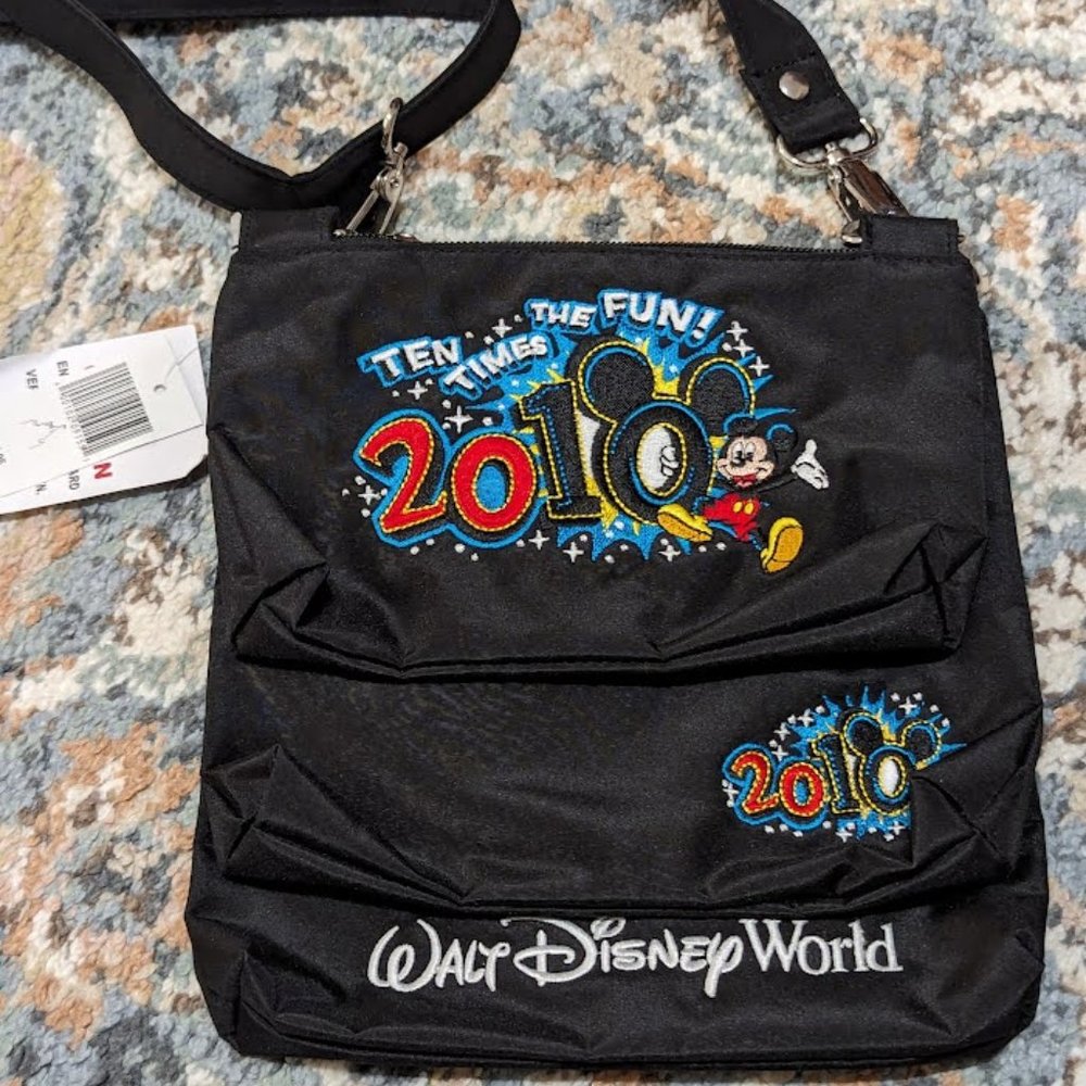Disney Parks Walt Disney World 2010 black triple bag crossbody purse NWT